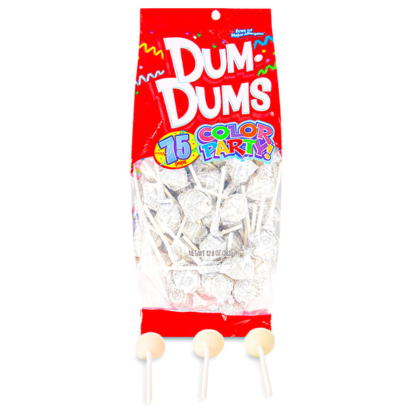 Dum Dums Color Party White Birthday Cake Lollipops 75 CT - 4 Pack - Dum Dum Lollipops