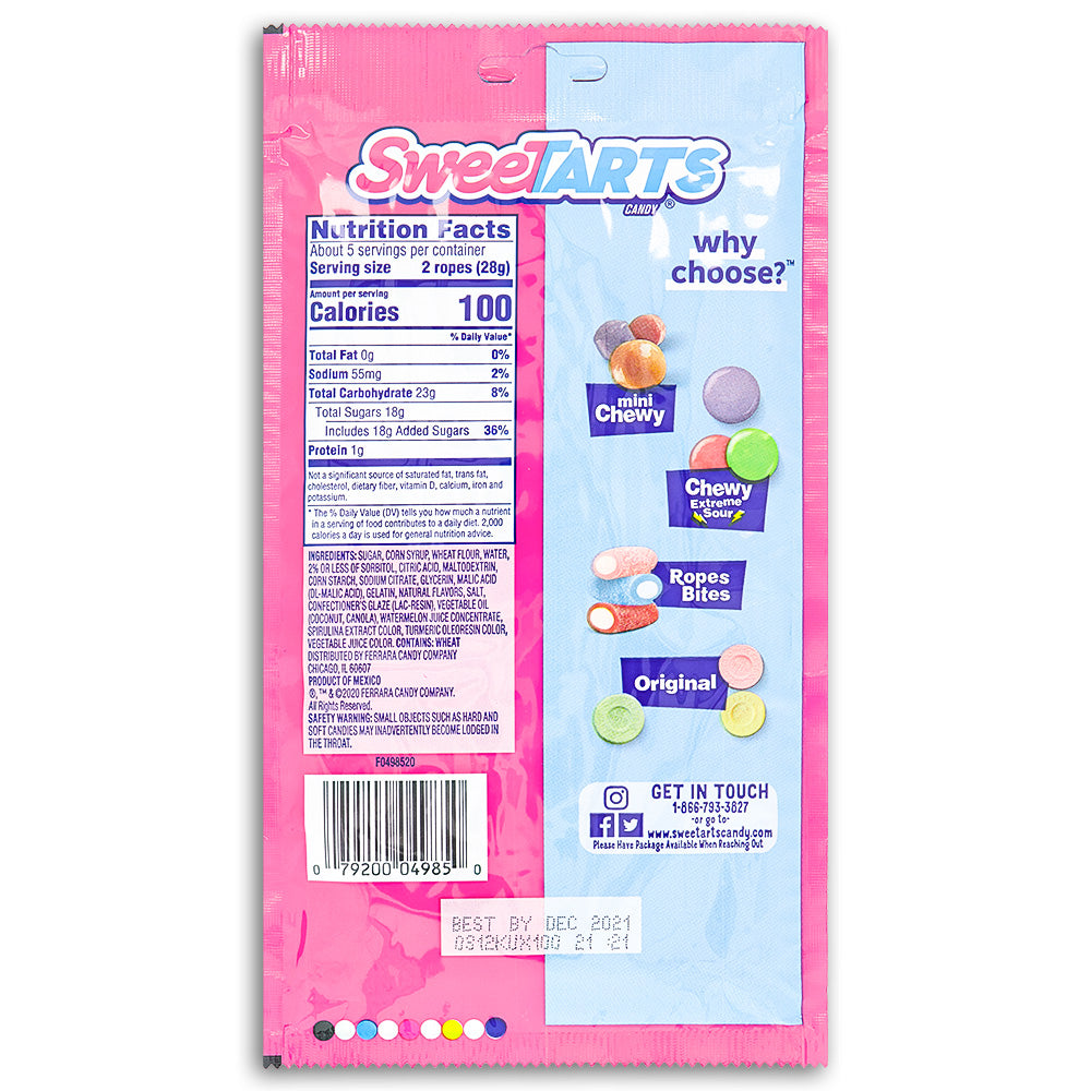 Sweetarts Ropes Watermelon Berry Collision 5oz - 12 Pack Nutrient facts Ingredients