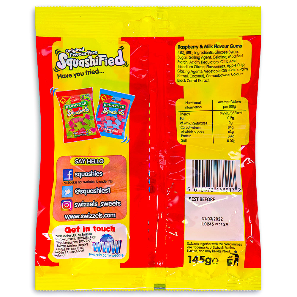 Swizzel's Squashies Drumstick Bag (UK) 120g - 12 Pack Nutrition Facts Ingredients