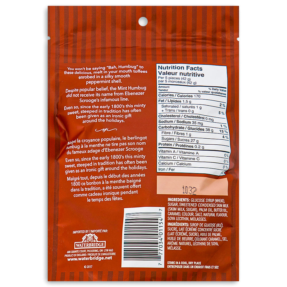Waterbridge Just Mint Humbugs 200g - 15 Pack Nutrient facts Ingredients