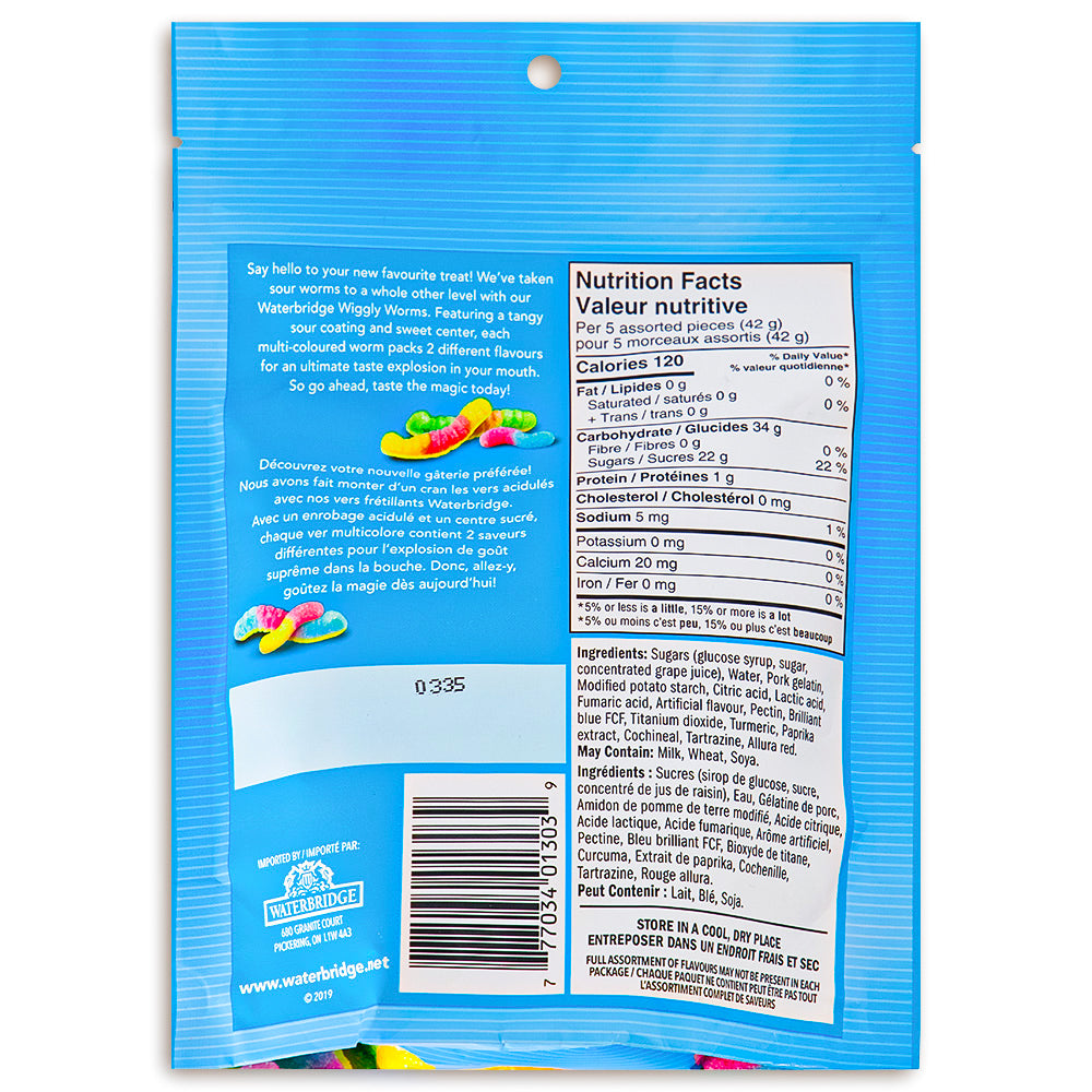 Waterbridge Wiggly Worms Sour 200g - 15 Pack Nutrition Facts Ingredients