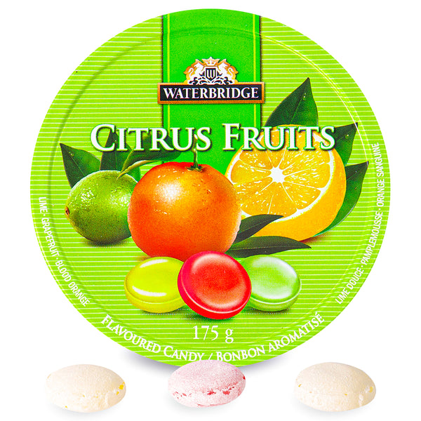 Waterbridge Travel Tin Citrus Fruits Candy 175 g - 12 Pack