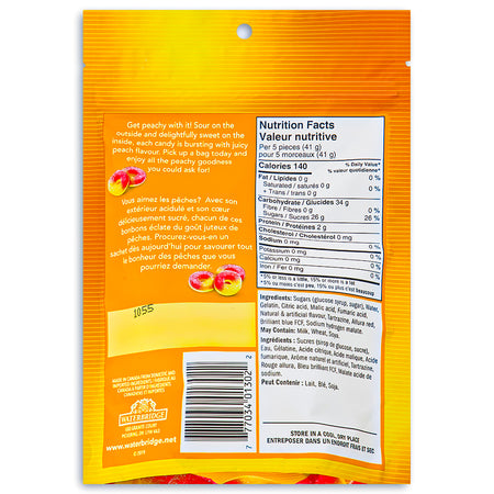 Waterbridge Just Peachy Candy 200g - 15 Pack Nutrient Facts Ingredients 