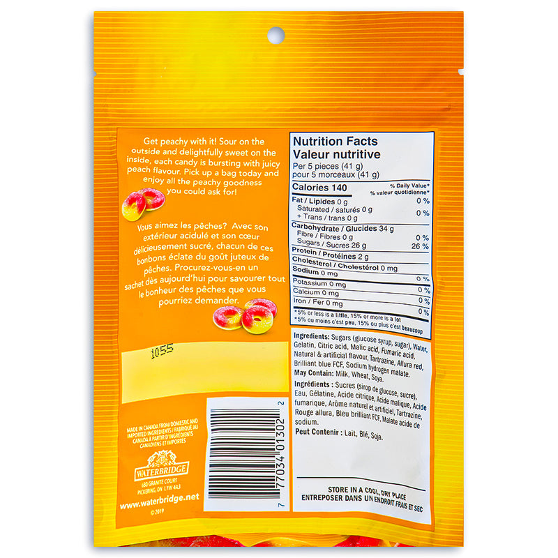 Waterbridge Just Peachy Candy 200g - 15 Pack Nutrient Facts Ingredients 