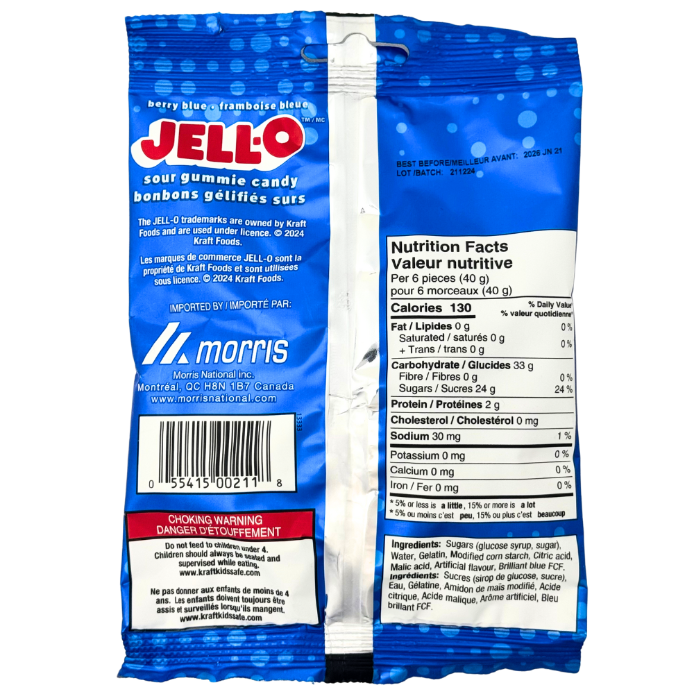 JELL-O Berry Blue Sour Rings 127g - 12 Pack