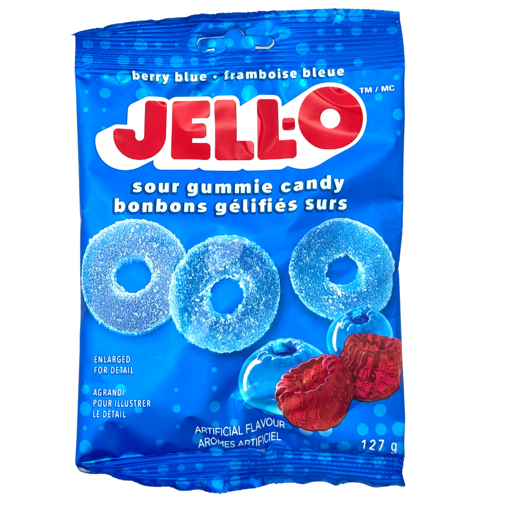 JELL-O Berry Blue Sour Rings 127g - 12 Pack
