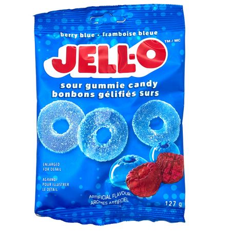 JELL-O Berry Blue Sour Rings 127g - 12 Pack