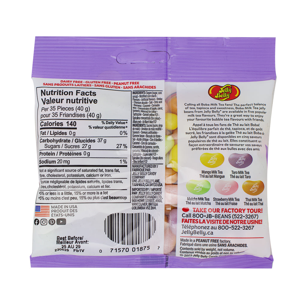 Jelly Belly - Boba Milk Tea Bag 1000g - 12 Pack - Jelly Beans Nutrition Facts Ingredients