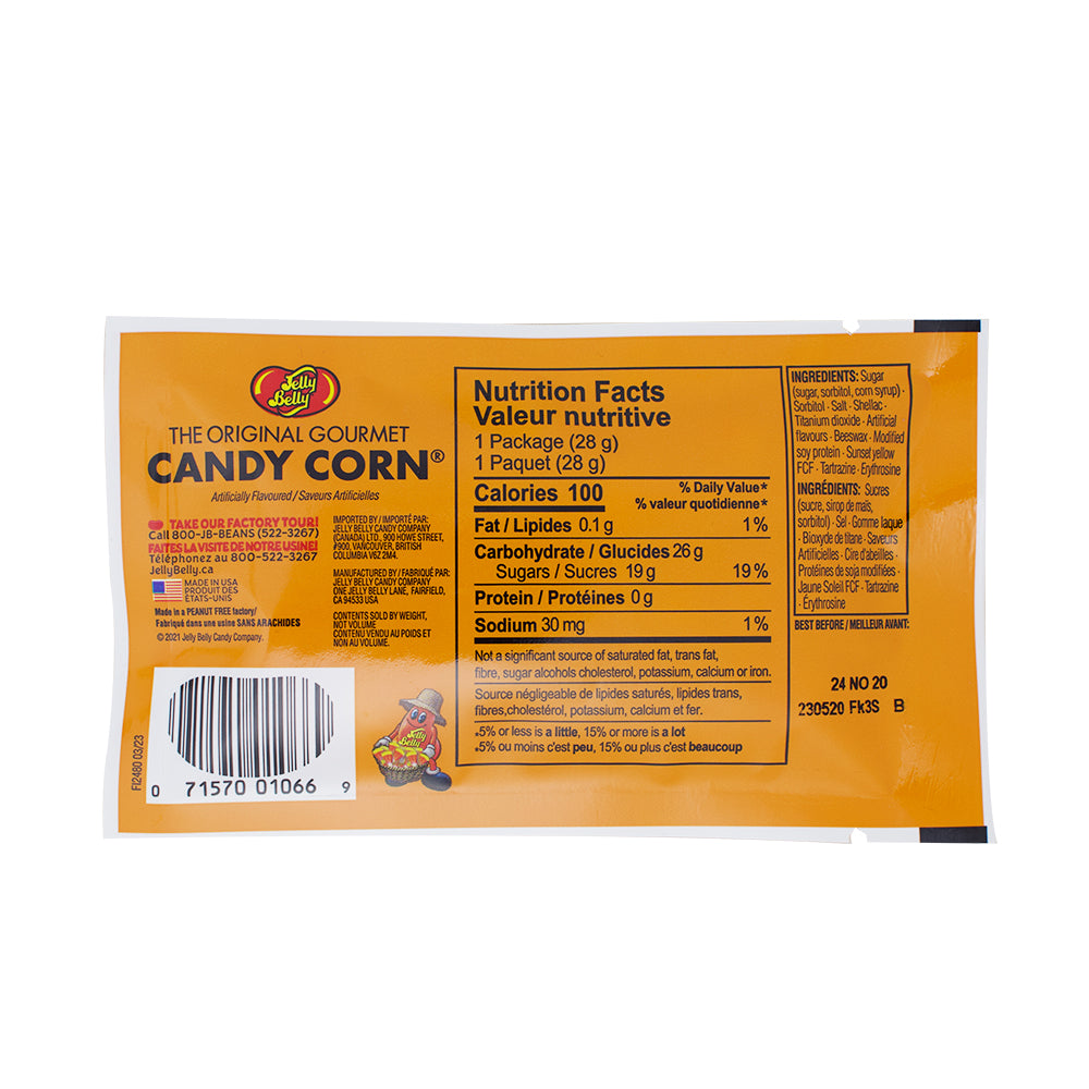 Jelly Belly Candy Corn 28g - 24 Pack Nutrition Facts Ingredients