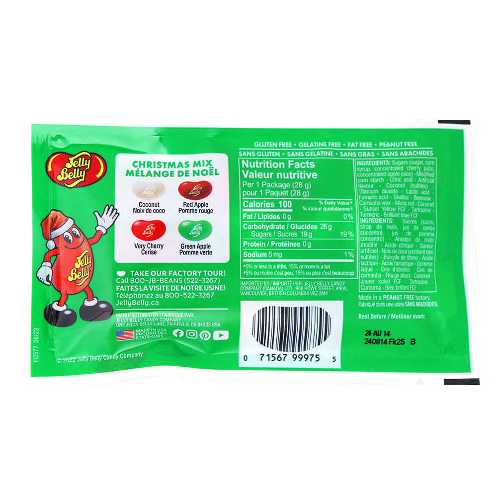 Jelly Belly Christmas Mix Bag 28g - 30 Pack  Nutrition Facts Ingredients
