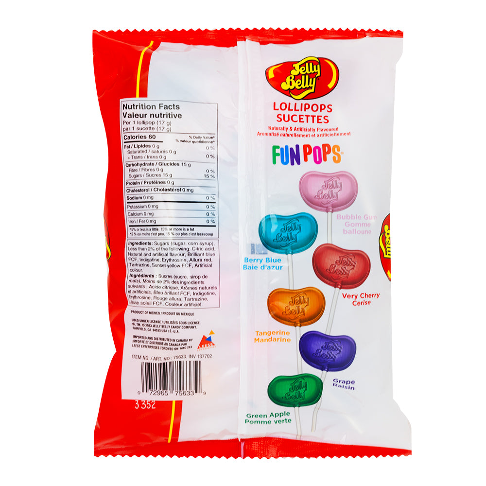 Jelly Belly Lollipops 20ct - 12 Pack  Nutrition Facts Ingredients
