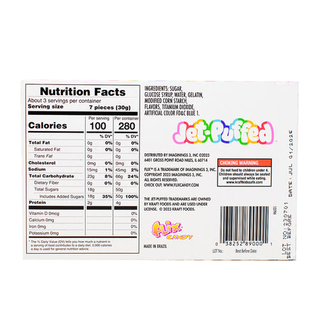 Jet-Puffed Marshmallow Flavored Gummies Theater Box 3oz  - 24 Pack Nutrition Facts Ingredients