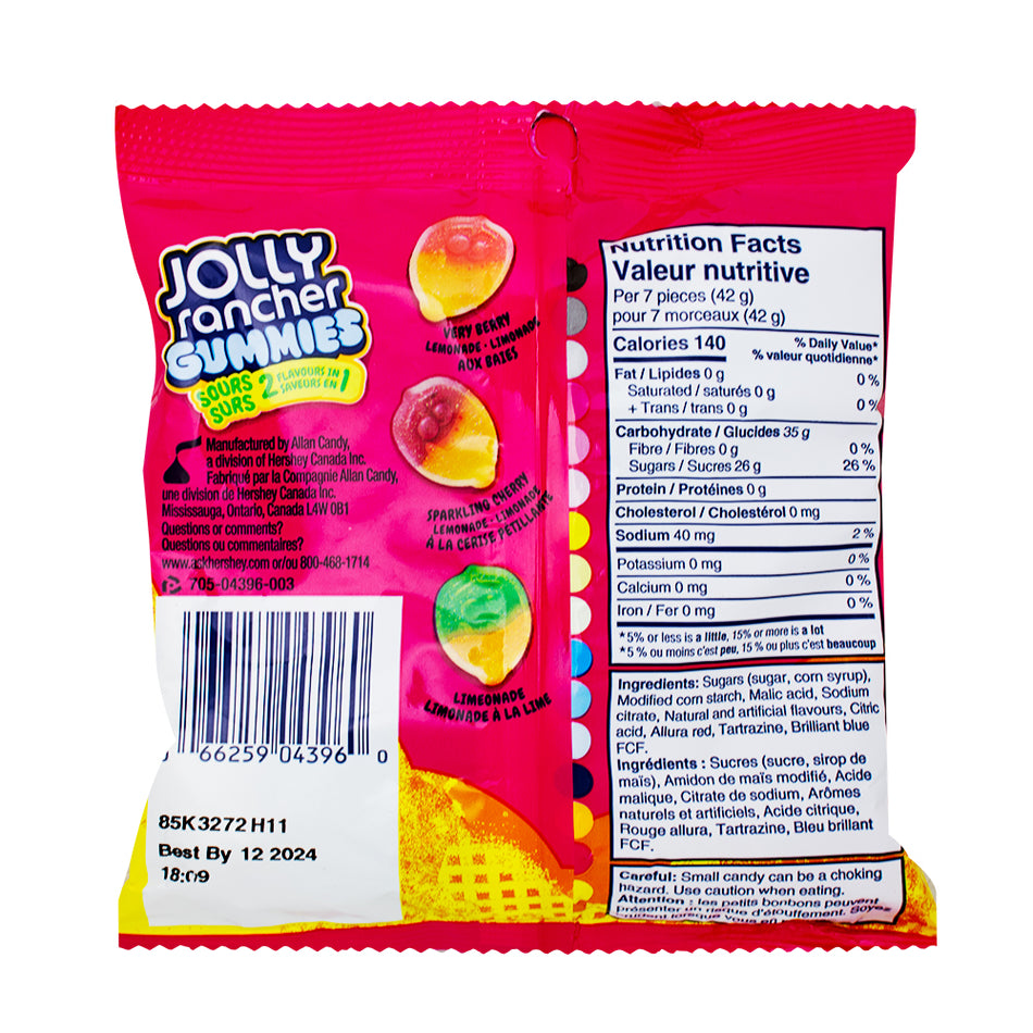 Jolly Rancher Misfits Gummies Lemonade Sours Candy 182g - 10 Pack  Nutrition Facts Ingredients