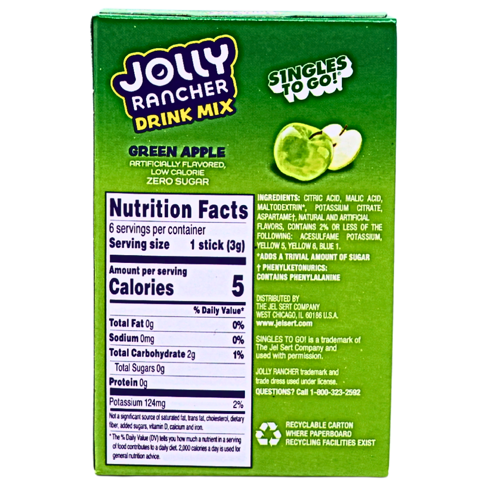Jolly Rancher Singles To Go Green Apple - 12 Pack