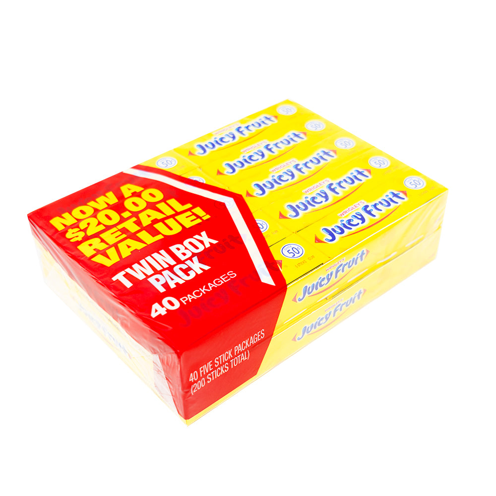 Wrigley's Juicy Fruit Gum 5 Stick Sleeves 40 Pack - 1 Box