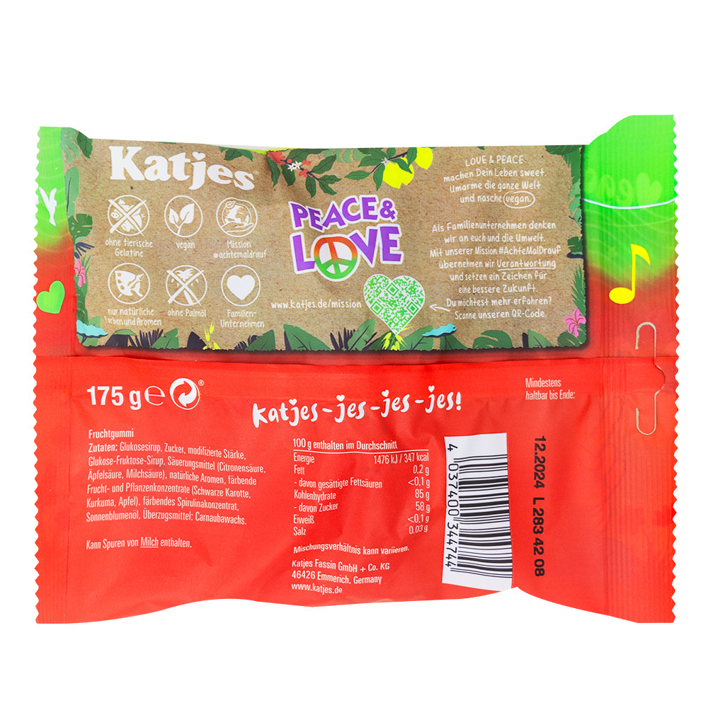 Katjes Peace & Love (Germany) 175g - 22 Pack  Nutrition Facts Ingredients
