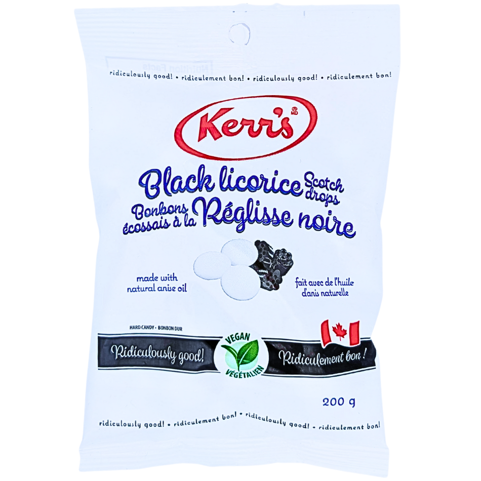 Kerr's Black Licorice Scotch Drops 200g - 12 Pack