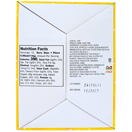 Ooze Tube Candy Gel 4 oz. - 12 Pack