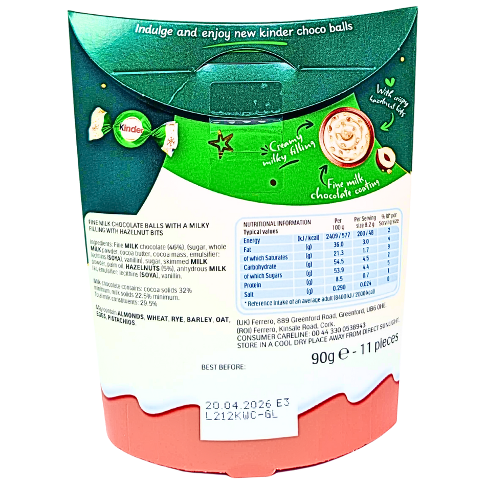 Kinder Choco Balls Milk & Hazelnut Sensation 90g (UK) - 17 Pack