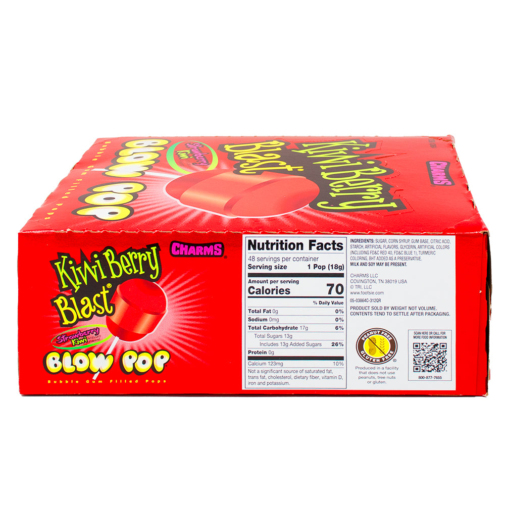 Charms Blow Pop Kiwi Berry Blast - 48 Lollipops  Nutrition Facts Ingredients