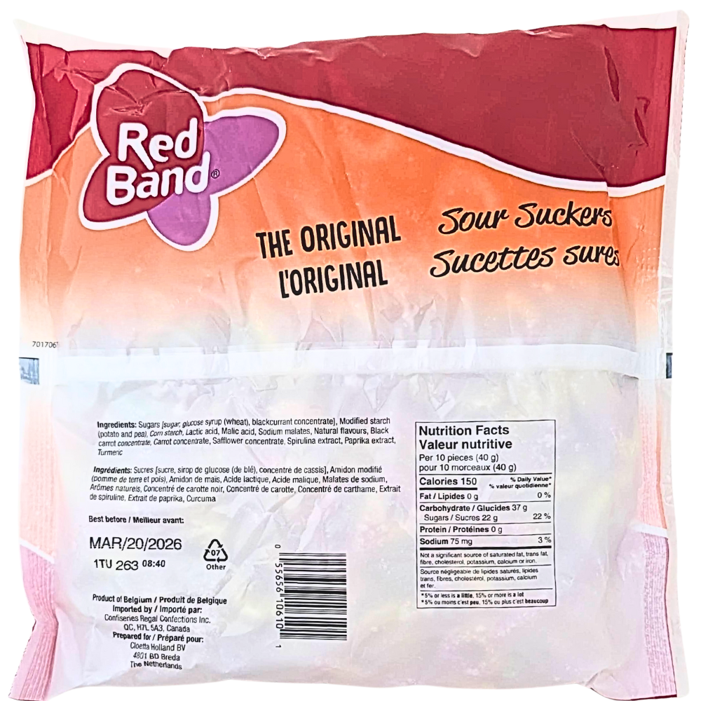 Koala Red Band Small Sour Suckers Candies 1kg - 1 Bag