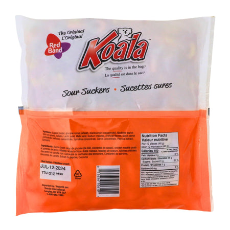 Koala-Red Band Small Sour Suckers Gummy Candies-Bulk Candy Nutrient Facts - Ingredients 