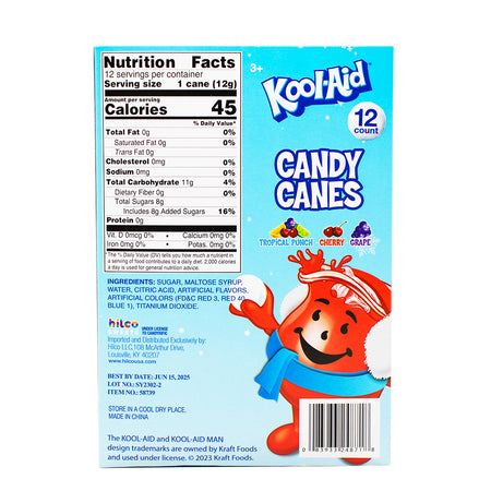 Kool-Aid Candy Canes 5.3oz- 6 Pack Nutrition Facts Ingredients - Kool-Aid - Christmas Candy - Candy Canes - Kool Aid Candy Canes