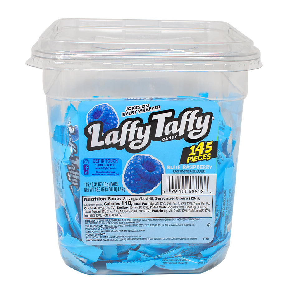 Laffy Taffy Blue Raspberry Candy 145 Pieces - 1 Tub