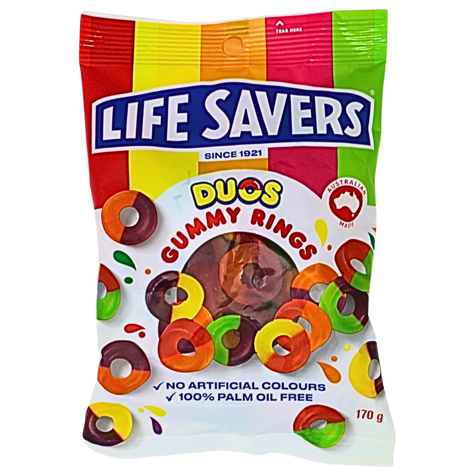 Lifesavers Duos Gummy Rings 170g (Aus) - 12 Pack