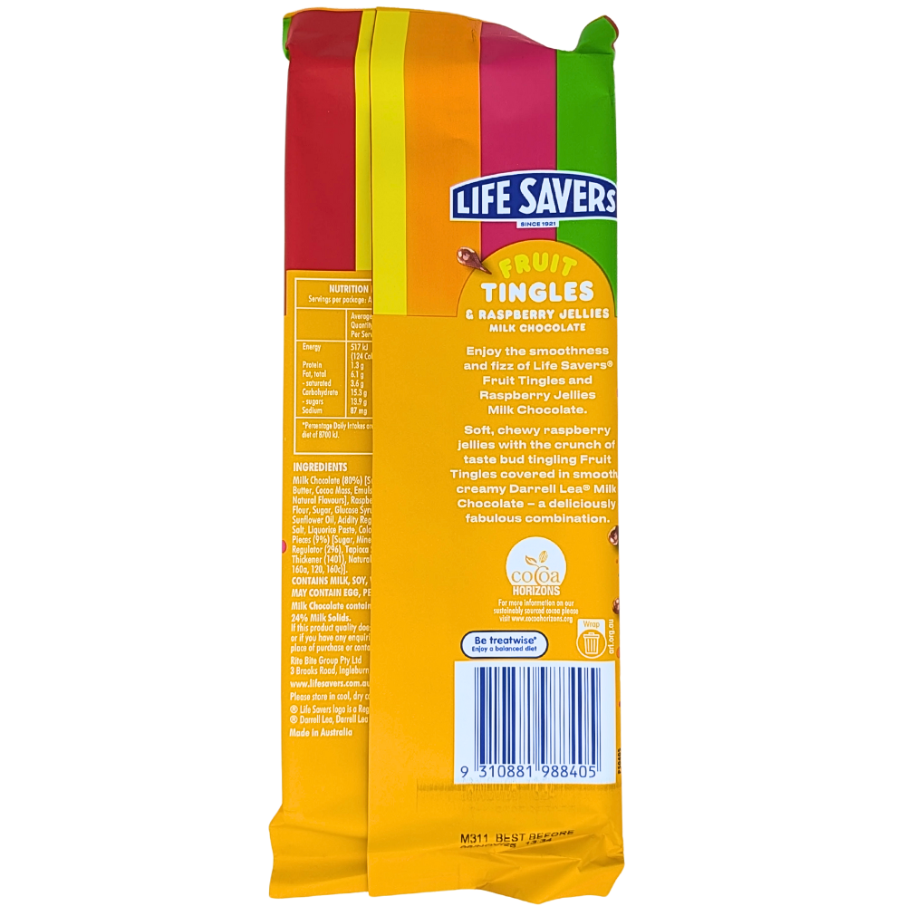 Lifesavers Fruit Tingles and Raspberry Jellies Chocolate 160g (Australia) - 17 Pack