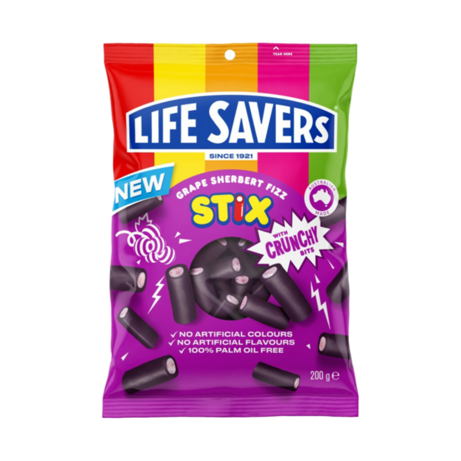 Lifesavers Stix Grape Fizz (Australia) - 200g - 12 Pack