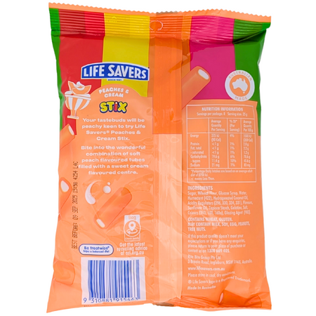 Lifesavers Peaches and Cream Stix 200g (Australia) - 12 Pack