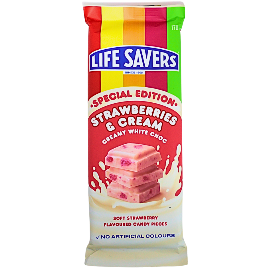 Lifesavers Strawberries & Cream White Chocolate 170g (Aus) - 17 Bars