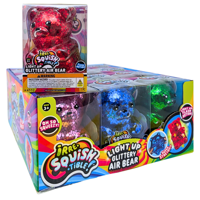 Light Up Glittery Squish Air Bear - 12 Piece
