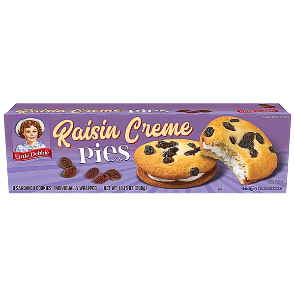 Little Debbie Raisin Creme Pies (8 Sandwich Cookies) 288g - 1 Box