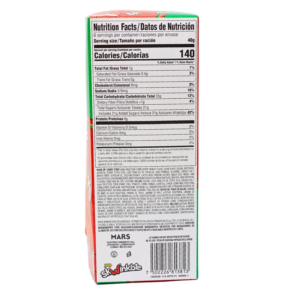 Lucas Skwinklote Jumbo Filled Rope Watermelon 40g (Mexico) - 6 Pack Nutrition Facts Ingredients - Candy Store - Mexican Candy - Watermelon Candy - Chewy Candy