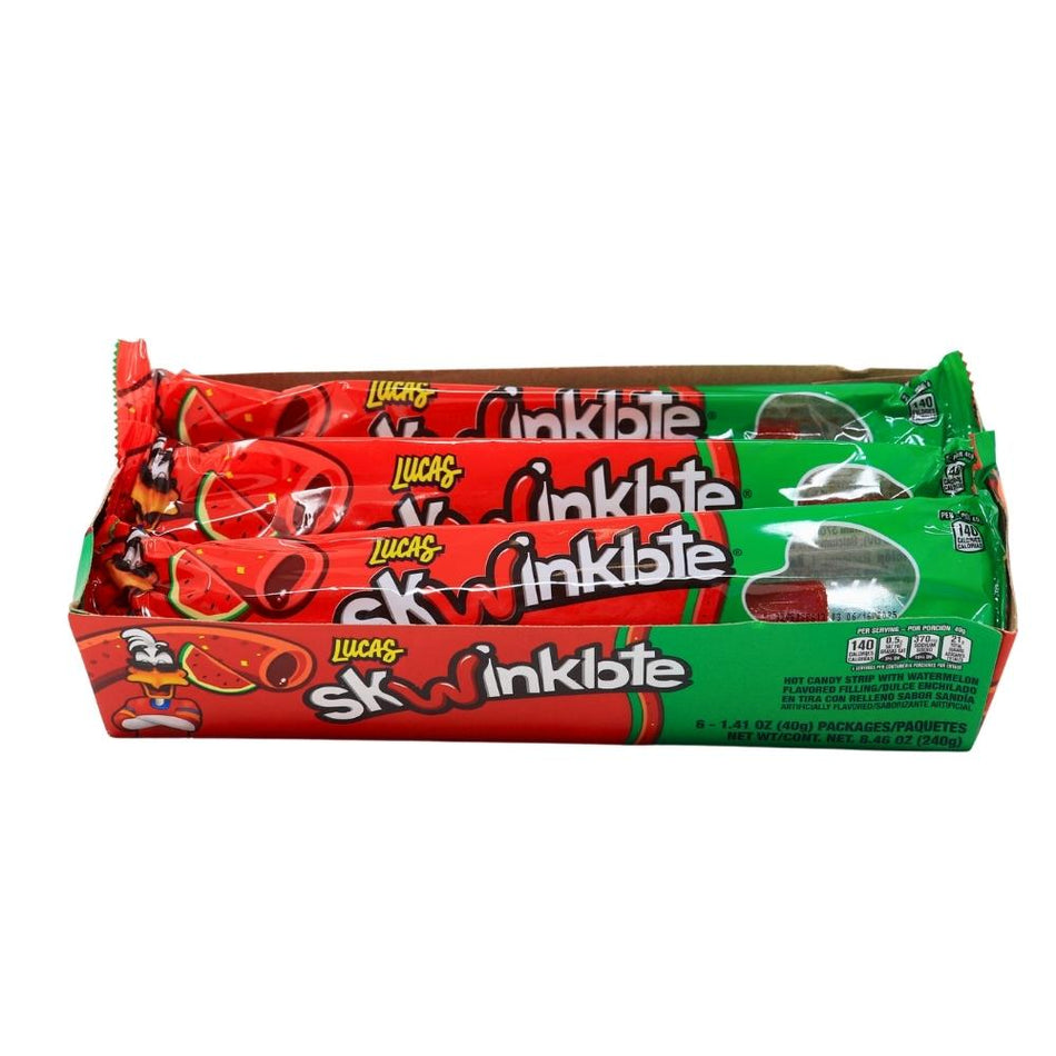 Lucas Skwinklote Jumbo Filled Rope Watermelon 40g (Mexico) - 6 Pack - Candy Store - Mexican Candy - Watermelon Candy - Chewy Candy