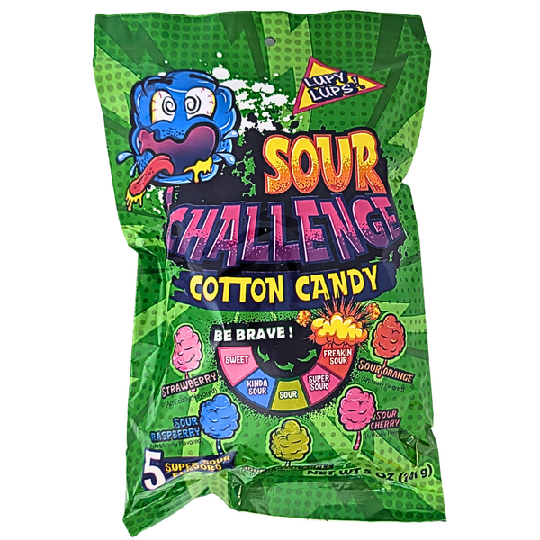 Lupy Lups Sour Challenge Cotton Candy 5oz - 14 Pack