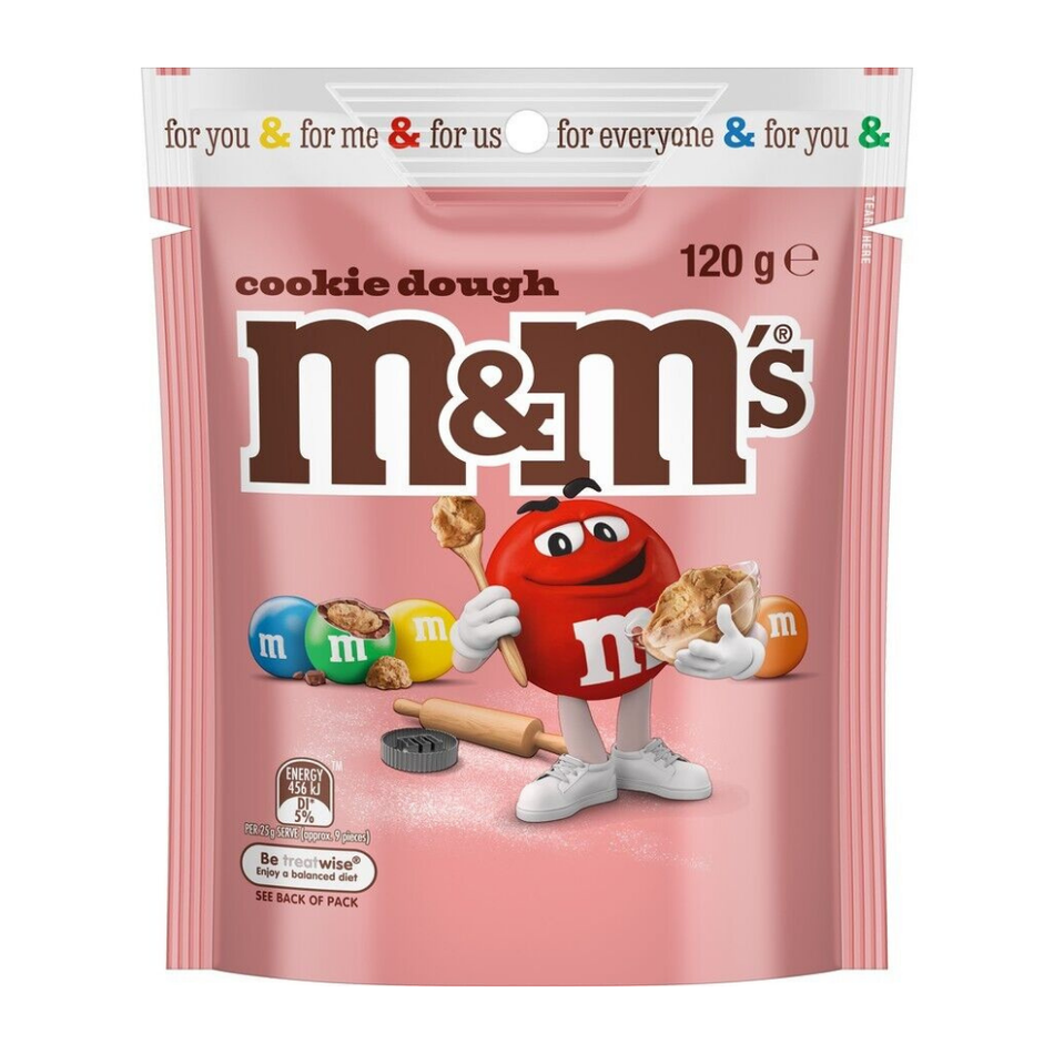 M&M's Cookie Dough Milk Chocolate Bag (Aus) 120g - 18 Pack