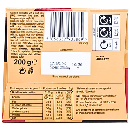 Maltesers Assorted Truffles Gift Box 200g (UK) - 6 Box