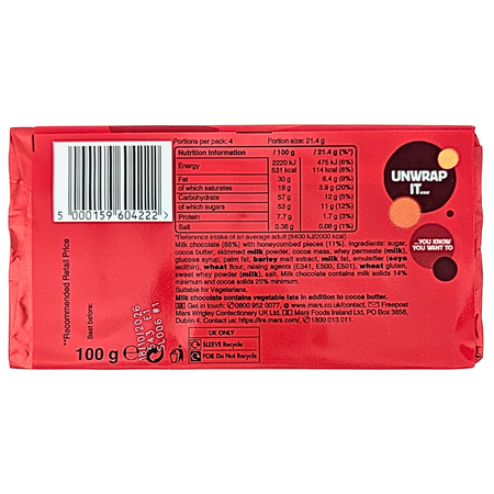 Maltesers Teasers Block 100g (UK) - 23 Bars