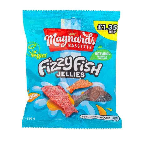 Maynards Bassetts Fizzy Fish Jellies 130g (UK) - 12 Pack