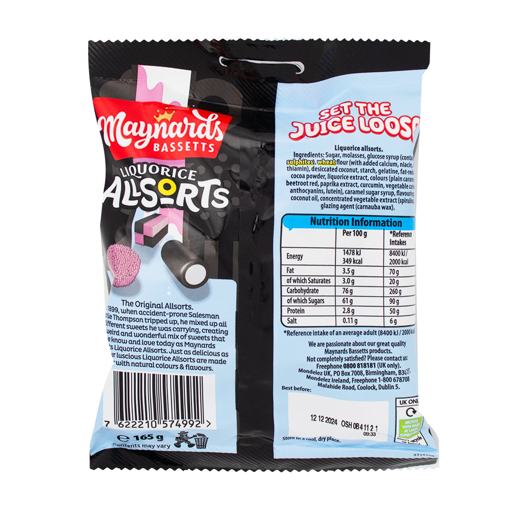 Maynards Bassetts Liquorice Allsorts UK 165g - 10 Pack    Nutrition Facts Ingredients