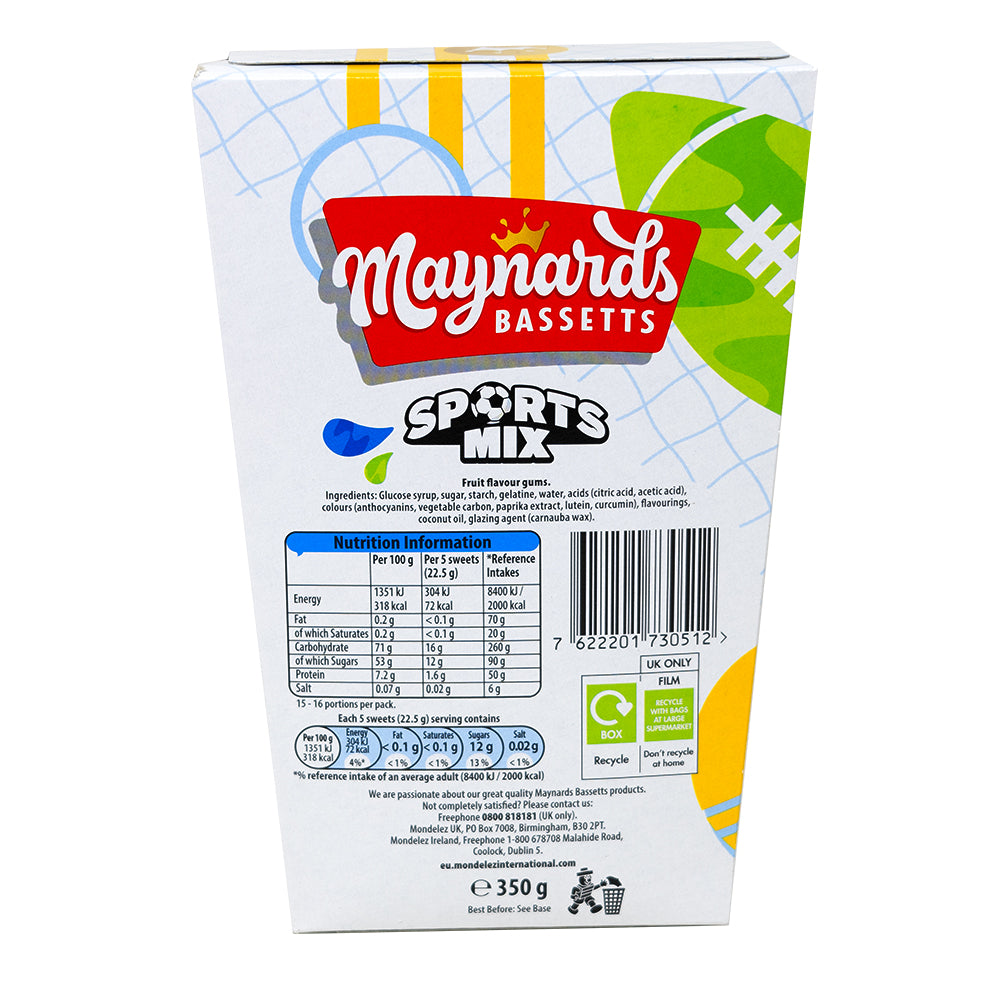 Maynards Bassetts Sports Mix Gift Box 350g - 6 Pack  Nutrition Facts Ingredients
