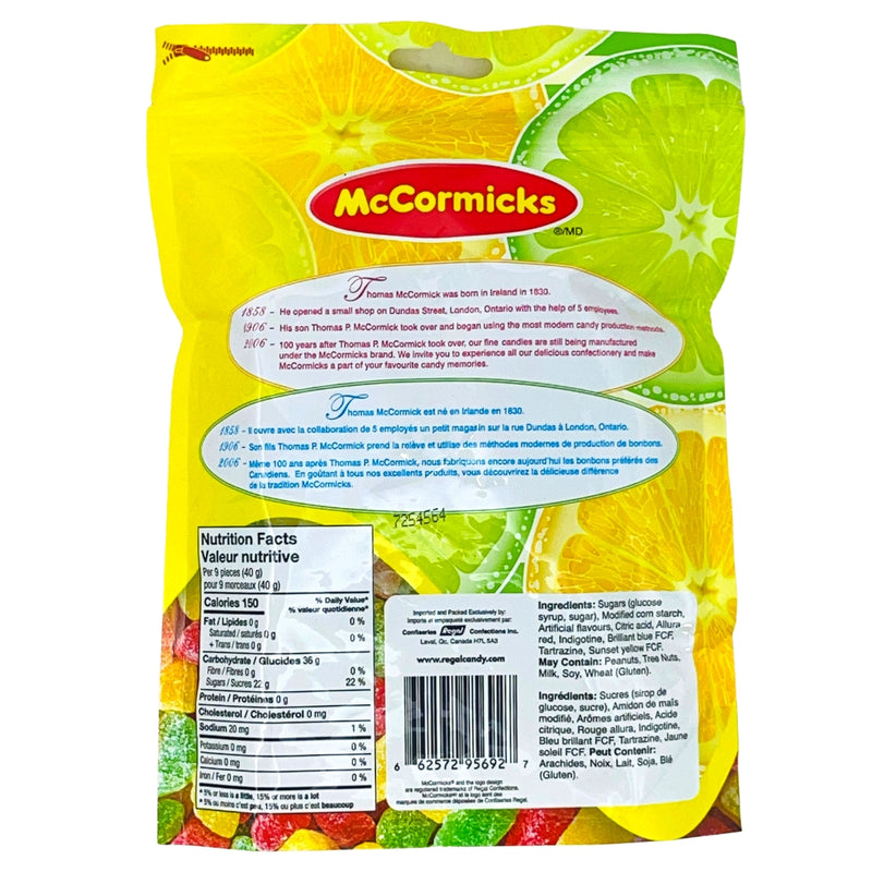 McCormick's Mini Fruit Slices Peg Bag 300g - 12 Pack Nutrient Facts Ingredients