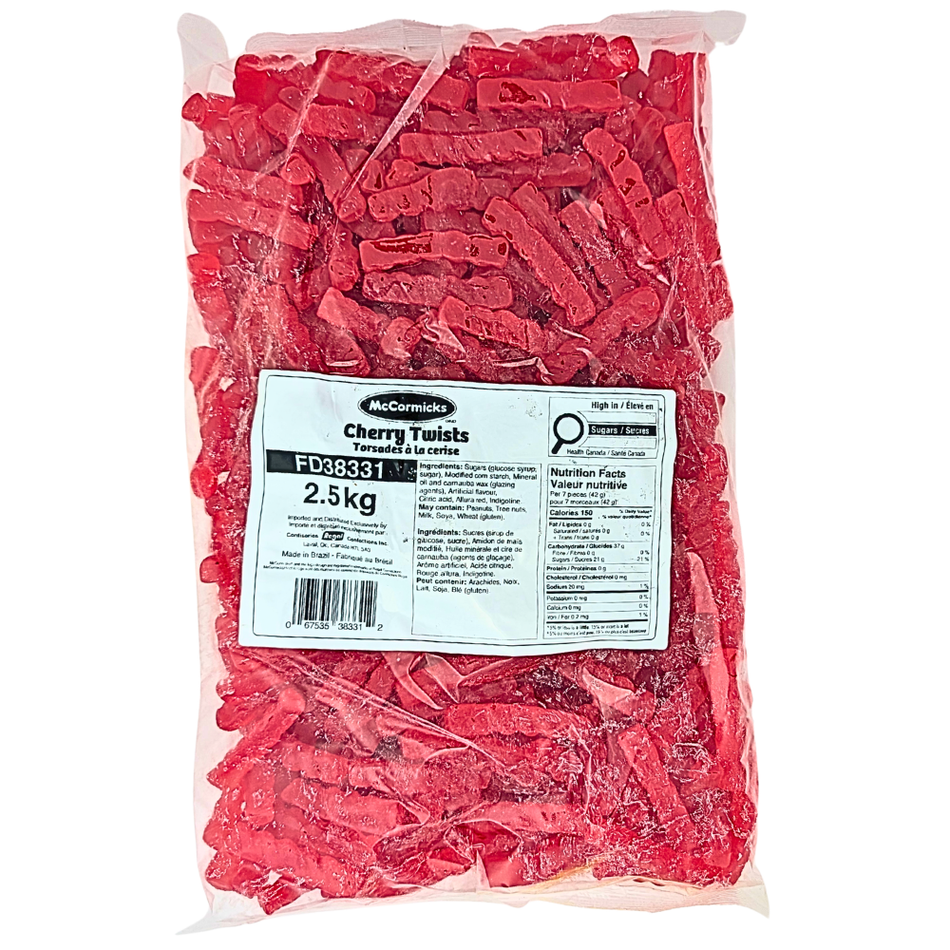 McCormicks Candy Cherry Twists 2.5 kg - 1 Bag
