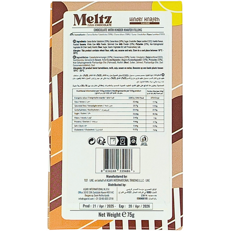 Meltz Dubai Chocolate Kinder Knafeh 75g - 12 Bar