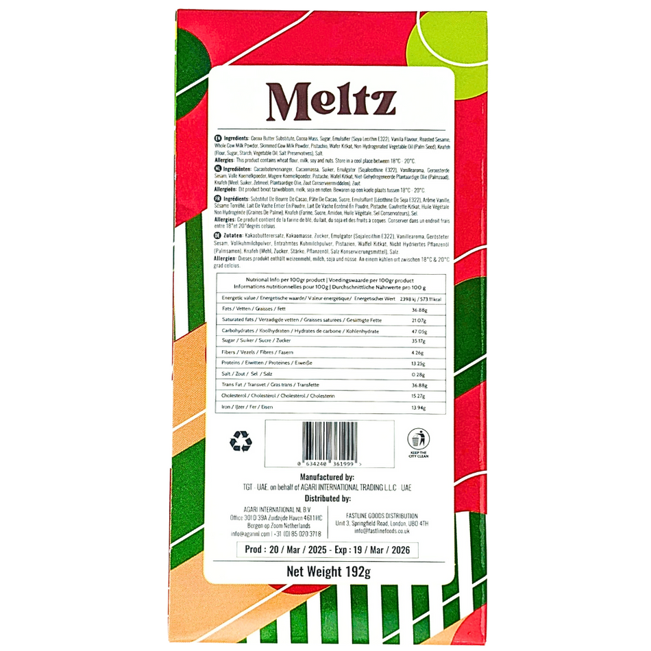 Meltz Dubai Chocolate Kitkat Pistachio Knafeh 192g - 12 Bar