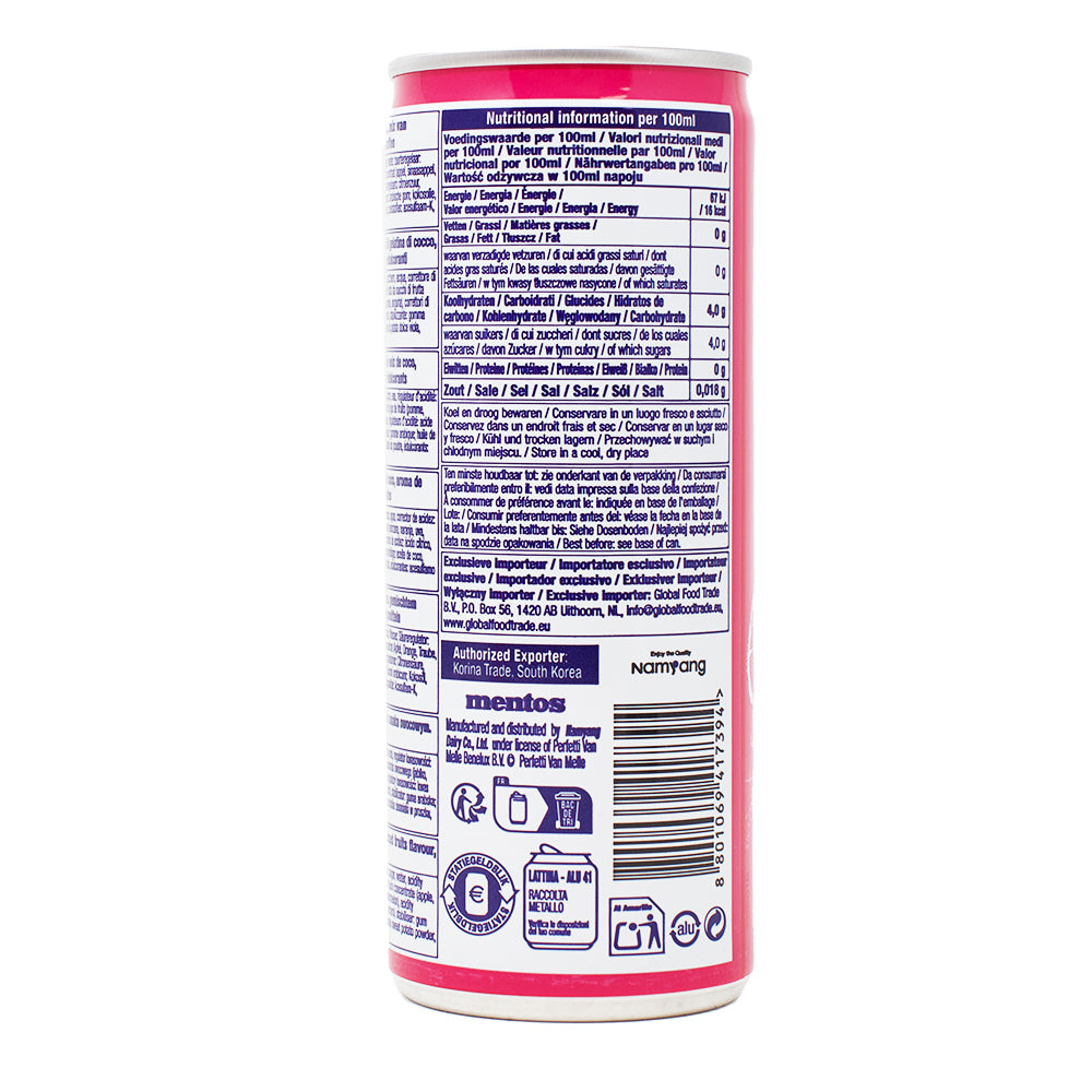 Mentos Fruity Mix Drink - 250mL - 24 Pack Nutrition Facts Ingredients