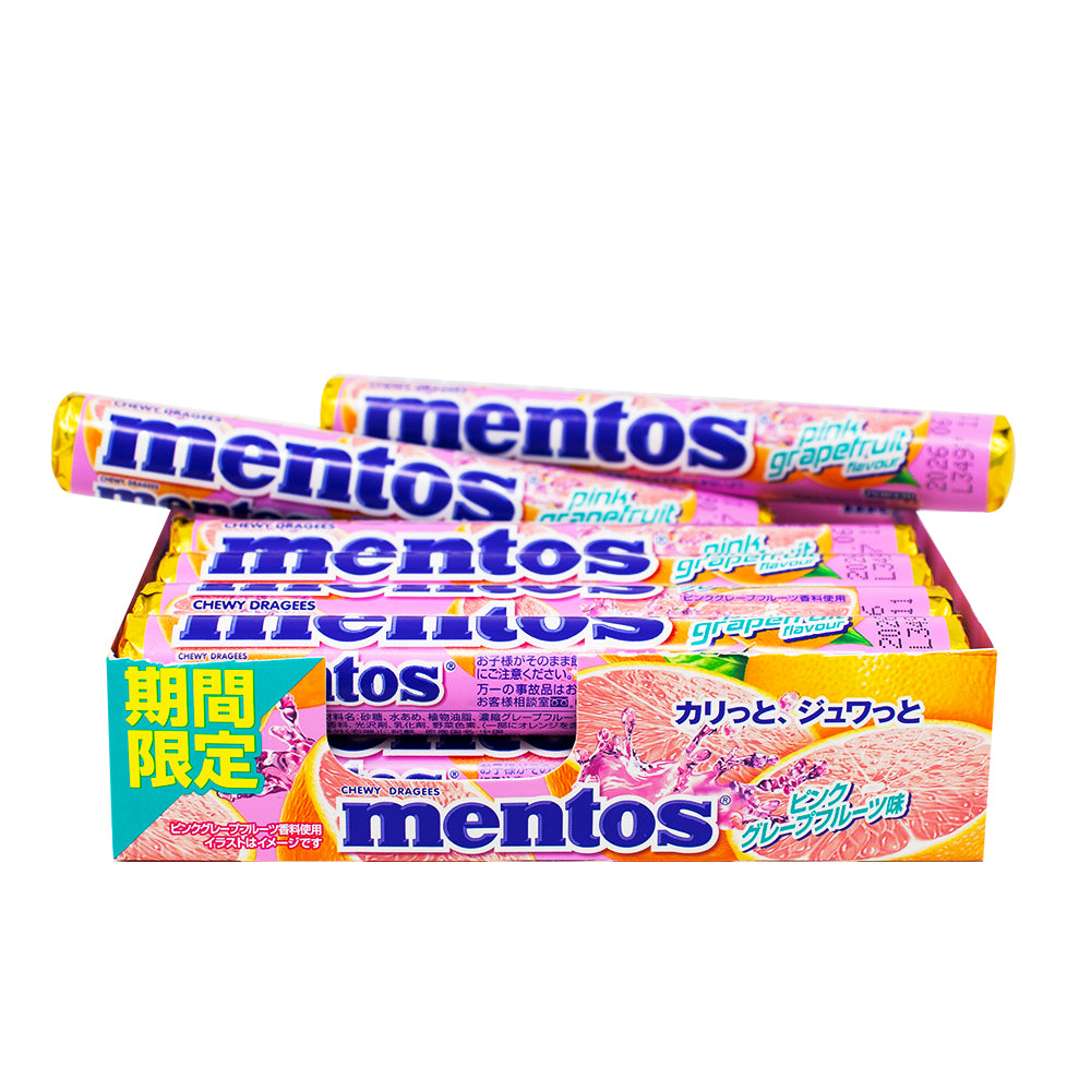 Mentos Pink Grapefruit Candy (Japan) 37.5g - 12 Pack - Japanese Candy